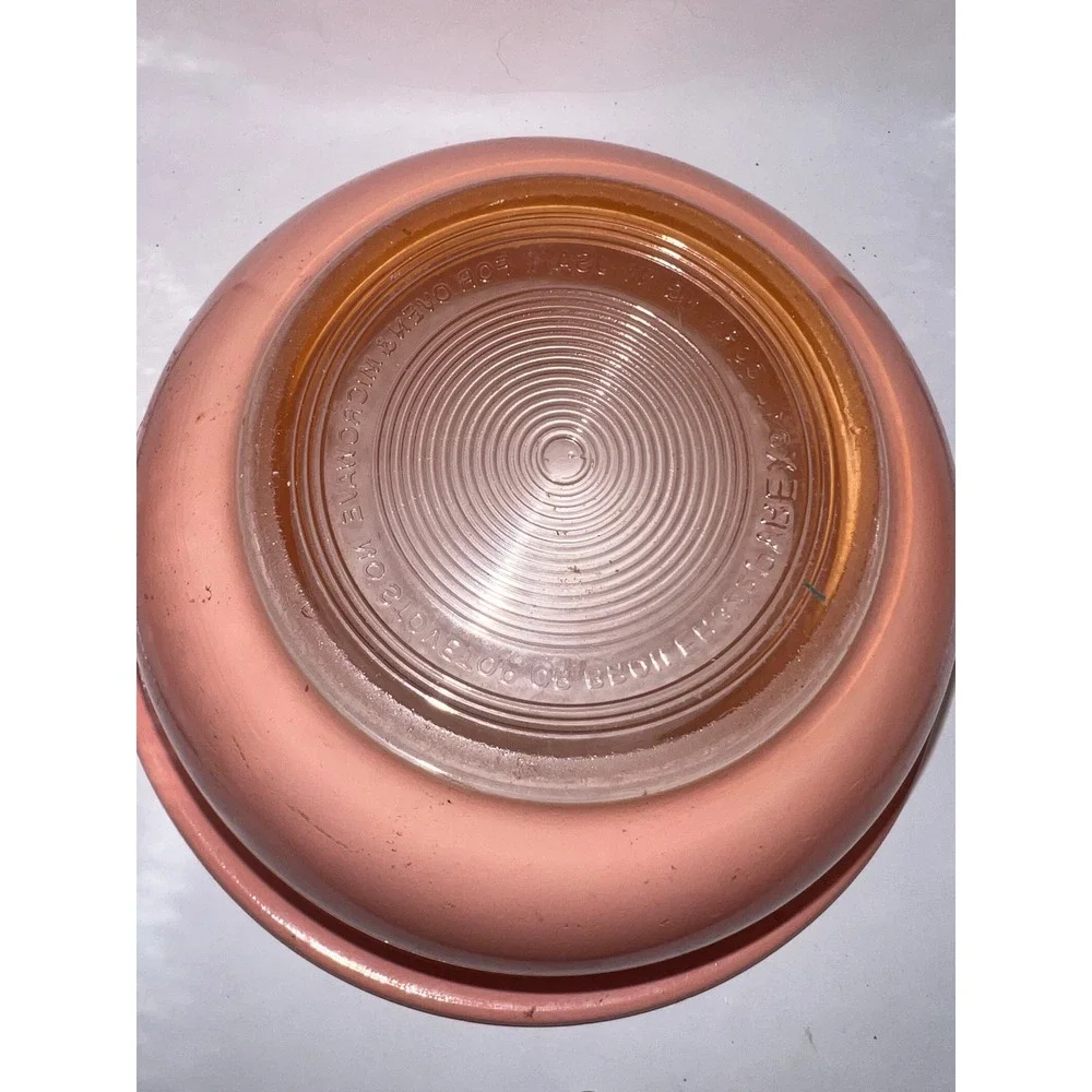 Vintage Pyrex Pink and Yellow Glass Mixing Bowl 6.25 Inch‎ Made in USA